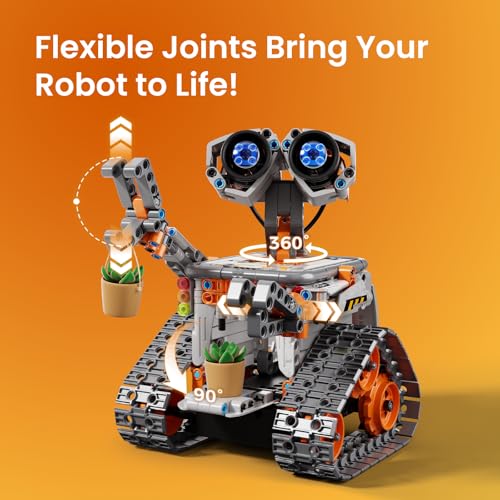 Image of Sillbird Robot Building Kit with Remote Control STEM Gifts for Kids Boys Age 8-12, Coding Robotics Toy for Birthday - Buildable 5in1 Models with 488 Pieces - Orange