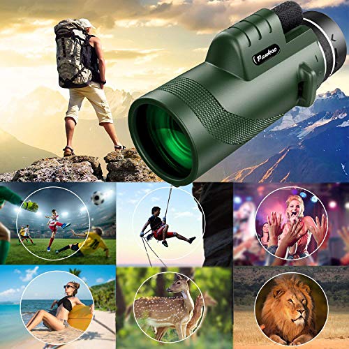 Image of 40X60 Monocular Telescope - High Power for Adults with BAK4 Prism. Includes Phone Adapter, Tripod & Hand Strap. Perfect for Bird Watching & Concerts