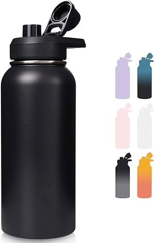 Miniatura 41 de Botella de Agua Aislada de 24 oz con Asa, Botellas de Agua de Acero Inoxidable 304 con Boca Ancha, Botella de Agua Deportiva al Vacío de Doble