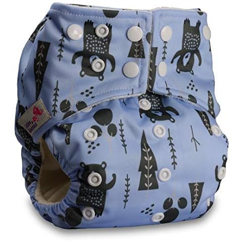 Littles & Bloomz, Baby Cloth Washable Reusable Nappy Pocket Diaper Bamboo, Fastener: Popper, Pattern 26, Without Insert Cover