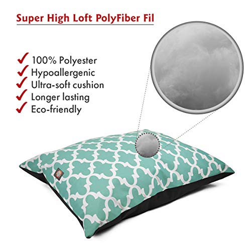 Image of Majestic Pet Rectangle Medium Dog Bed Washable - Non Slip Comfy Pet Bed - Dog Crate Bed Super Value Pillow Dog Bed - Dog Kennel Bed for Sleeping - Dog Bed Medium Breed 35 x 28 Inch - Trellis Teal
