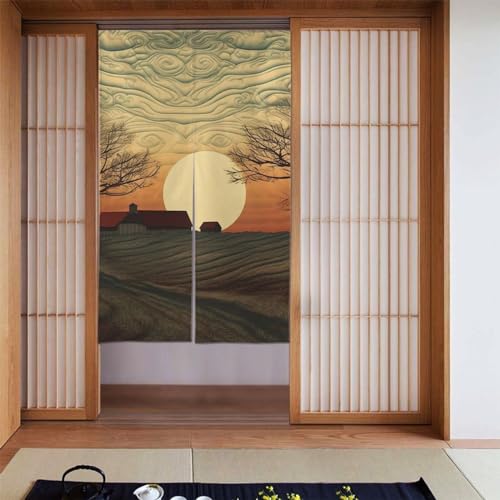 Rideau de porte en tissu tapisserie avec motif soleil levant pour embellir vos pièces - 7