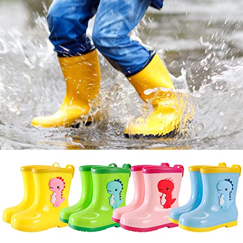 Rain Boots with Easy-On Handles in Fun Patterns for Toddlers and Kids Rain Boots Rubber Shoes (Blue, 2.5-3.5 Years)3
