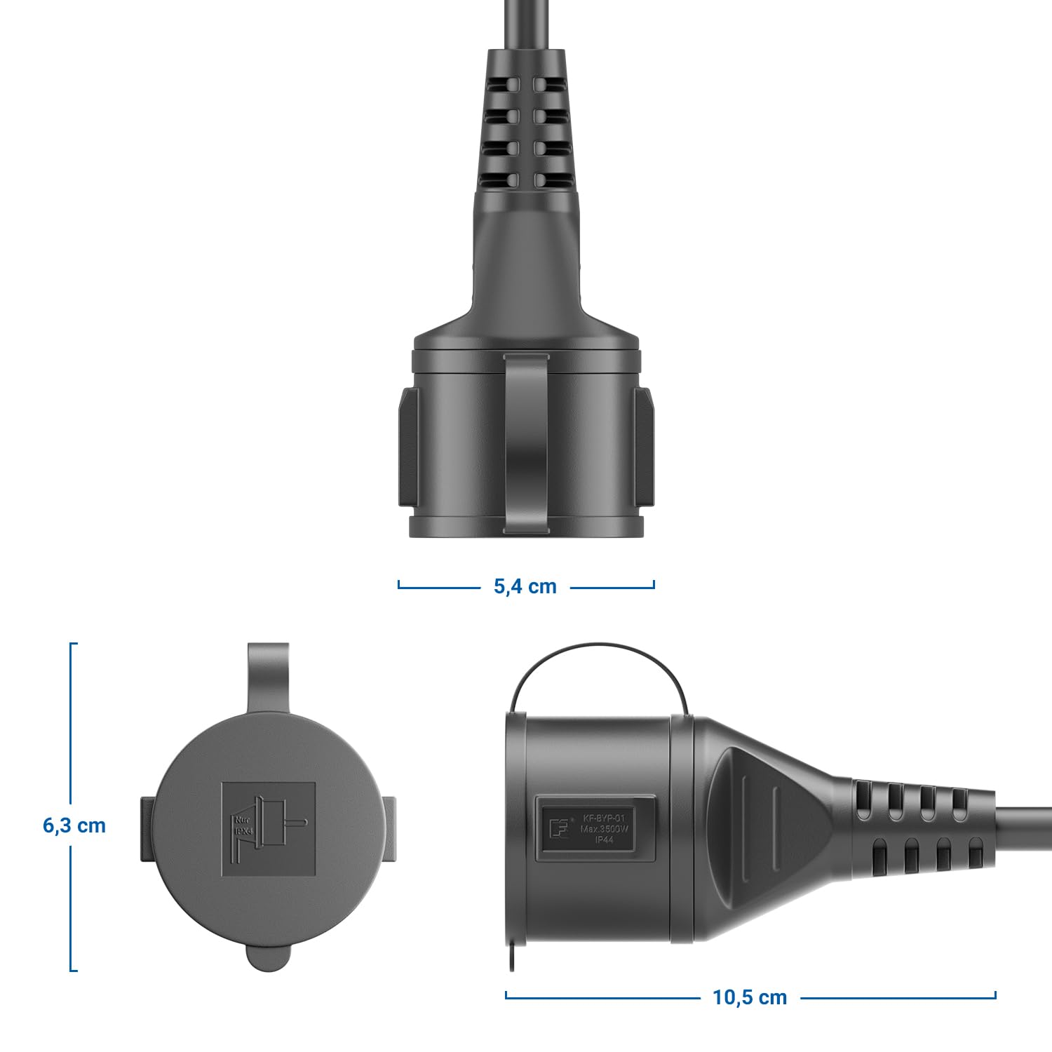 deleyCON 2m Câble Rallonge Extérieur Électrique IP44 H07RN-F 3G1.5mm² Noir