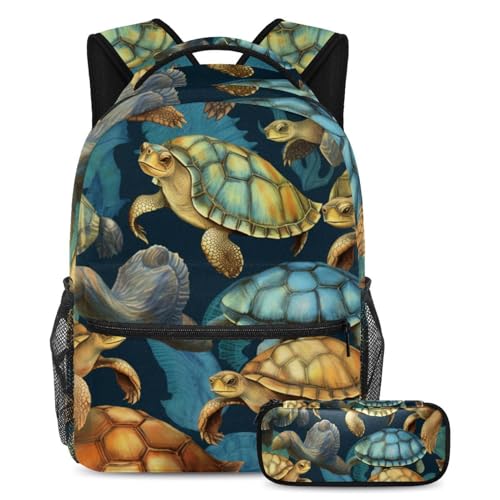 Cartables Tortues peintes à la main à grande capacité avec trousse