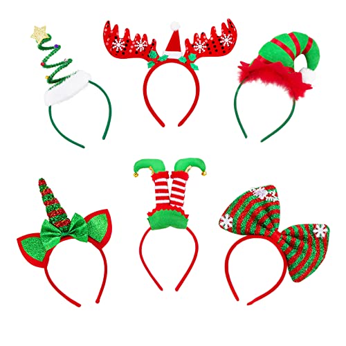 6 Stück Haarbänder Weihnachten Lustige Haarreifen mit Verschiedene...