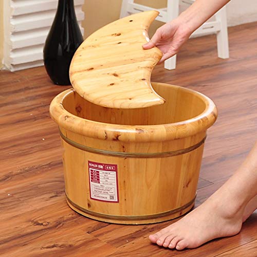 Balde de madera para baño de pies de cedro con tapa miniatura 5