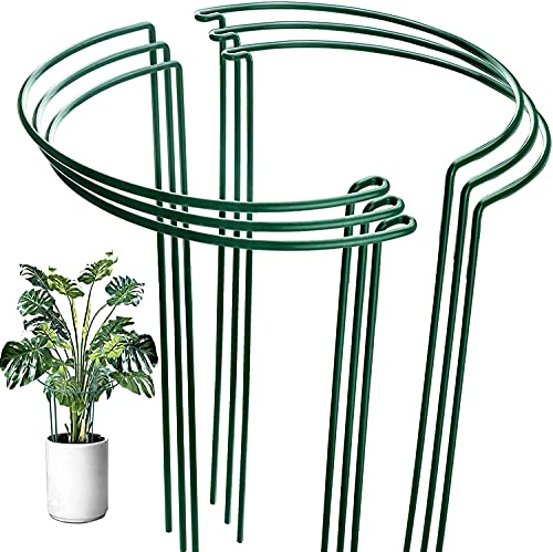 6PCS Plant Support Stake Cage Garden Peony Frame Green Half Round Rings Large Strong Metal Supports...