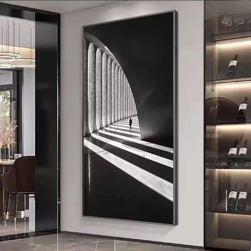 Impressions abstraites modernes sur toile Rumlly motif noir et blanc 30x60