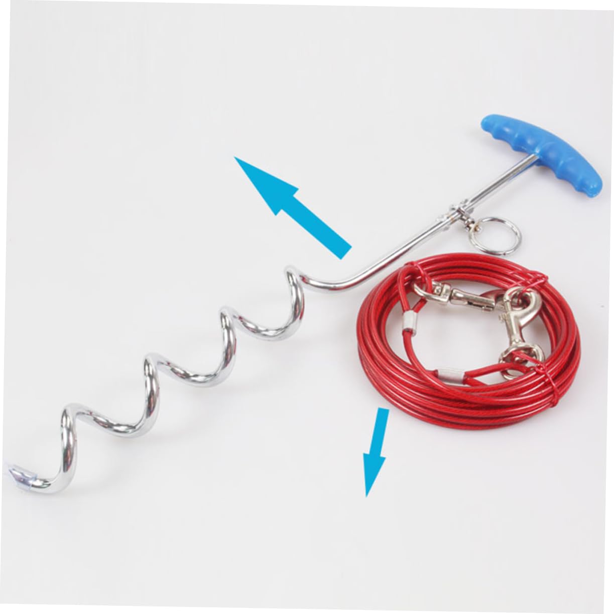 BESPORTBLE Estaca de Correa para Perros de Acero Resistente Diseño Espiral, Anillo Giratorio 360°, Tamaño Mediano, para Uso al Aire Libre, Camping y Mascotas Pequeñas, Medianas y Grandes