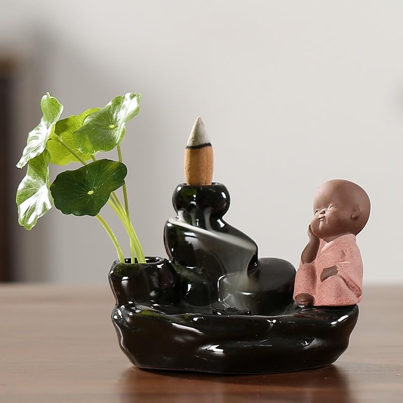 Portaincenso Bruciatore di incenso in Ceramica di riflusso del Piccolo Monaco Bruciatore di Legno di Sandalo Arredamento Creativo for la casa Bruciatore di Incenso(B)