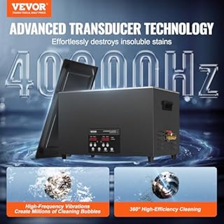 VEVOR Pulitore ad Ultrasuoni 30L, Macchina per Pulizia ad Ultrasuoni Digitale 600W con Degasaggio Modalità Delicata, Pulitore ad Ultrasuoni Industriale da 40kHz con Timer e Riscaldatore per Gioielli