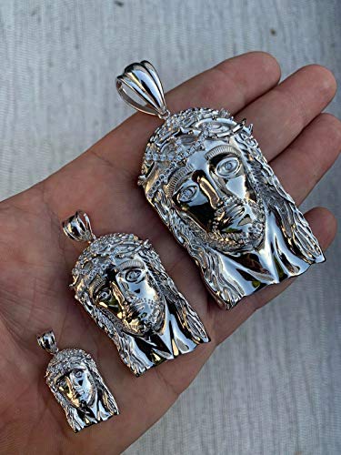 HarlemBling Solid 925 Sterling Silver Iced Jesus Piece Pendant - Men's - Great For Any Chain!2