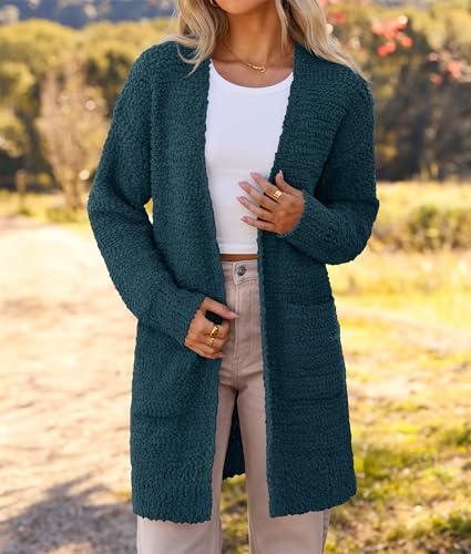 Image of MEROKEETY Women's Long Sleeve Soft Chunky Knit Sweater Open Front Cardigans Outwear Coat