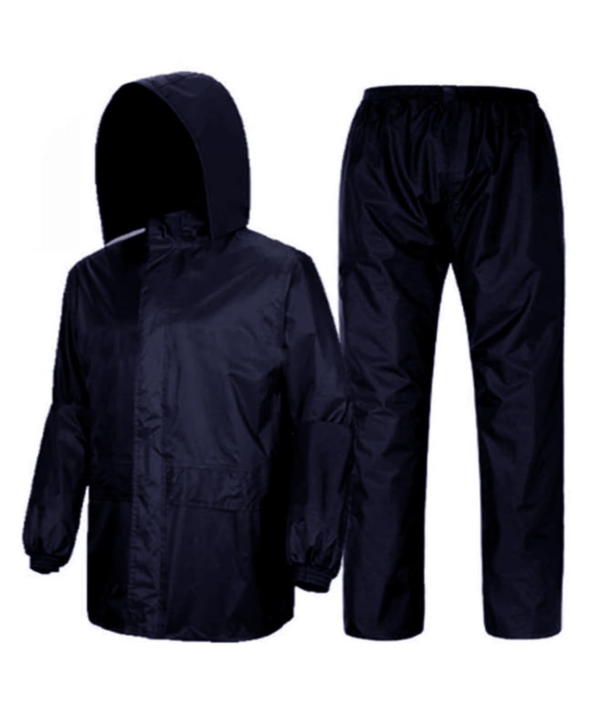 Lightweight Waterproof Raincoat Set of Top & Bottom for Men with hood (Black & Blue)-image-42