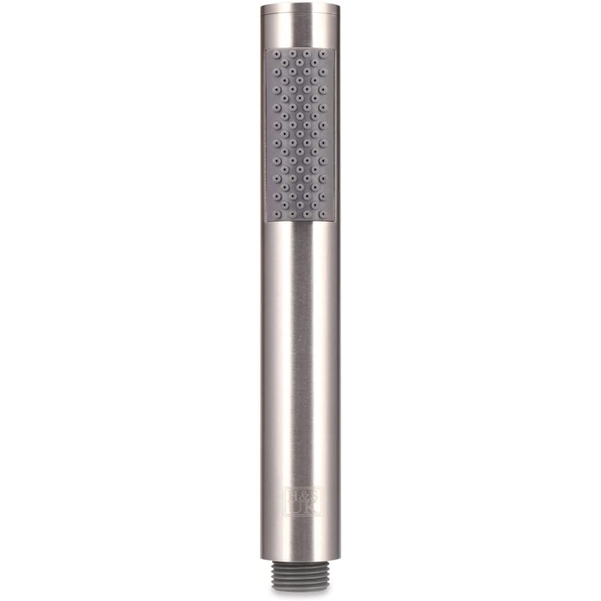 H&S Shower Head Universal Bath Shower Handheld Pencil Handset High Pressure Single Function Stainless Steel, chrome, 1644 blue