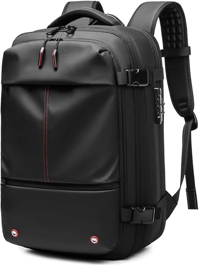 Vacuum Compression Travel Backpacks With Pump,60 L Expandable Large Capacity Multifunctional Waterproof Anti-Theft Bag (Black)