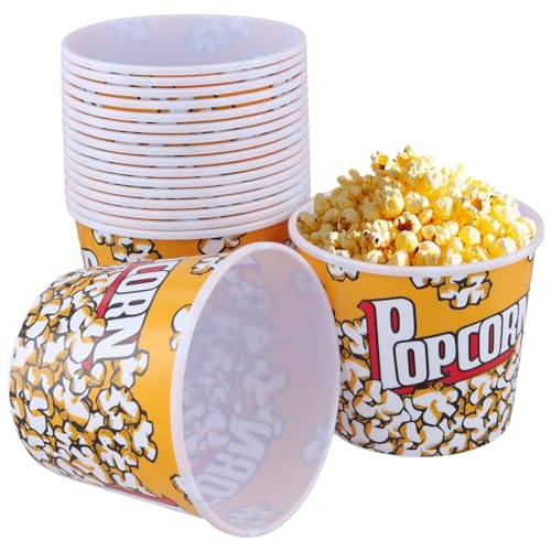 YIXNSW 18 Stück 1.25 Liter Popcorn Eimer, Kunststoff Popcornbehälter, 12 x 14 cm, Wiederverwendbar Popcornschüssel für Heimkino Partys Filmabend YIXNSW 18 Stück 1.25 Liter Popcorn Eimer, Kunststoff Popcornbehälter, 12 x 14 cm, Wiederverwendbar Popcornschüssel für Heimkino Partys Filmabend