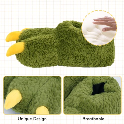Image of Women Plush Animal Paw Slippers Funny Novelty Bear Claw Slippers Cozy Furry Warm Memory Foam Slippers Gifts for Halloween Christmas
