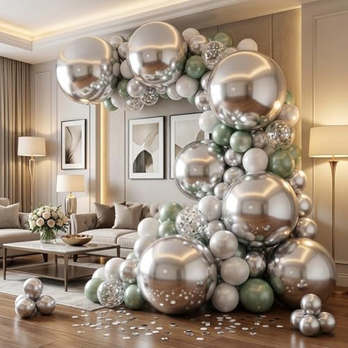Image of KALOR Metallic Silver Giant 36 Inch 9pcs Large Latex Balloons
