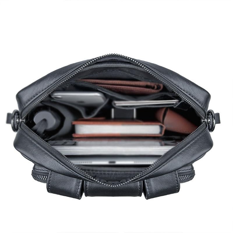 JSEIAJB Korean Fashion Genuine Leather Men's Oblique Cross Headband Cowhide Handheld Shoulder Briefcase4