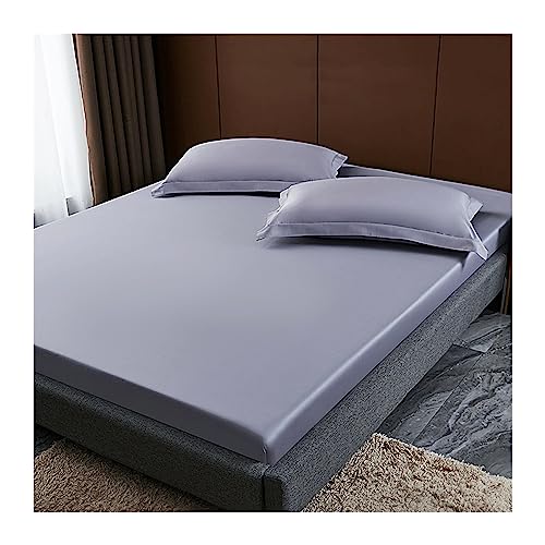 Sábana bajera ajustable de lujo con somier de 100 x 200 cm con algodón de fibra larga de 600 hilos, color morado A, se adapta a colchones de hasta 15 cm, disponible en tamaños de 90 x 200 cm a 200 x