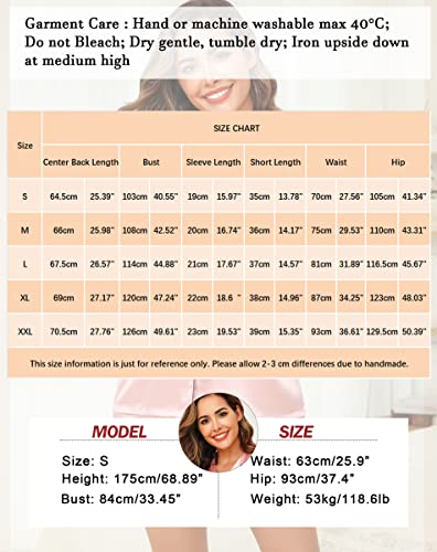 Image of Vlazom Womens Silk Pajamas, Short Sleeve Satin 2 Piece Pj Sets Button-Down Sleepwear Loungewear Pjs Shorts Set S-XXL