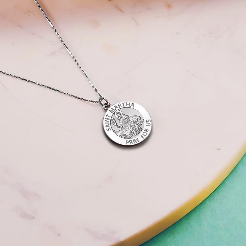 PicturesOnGold.com Saint Martha Religious Medal - 2/3 Inch Size of Dime, Sterling Silver - Image 6