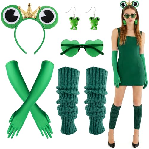 AWCIGG Frosch Kostüm Erwachsene Froschkostüm Kostüm Damen Frosch Haarreif Haarschmuck für Fasching Karneval Motto Party