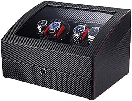 FENOKD Mechanical Watch Shaker 4+6 Automatic Watch Winder Built-in LED Illumination Watch Winder Box Fiber Leather Quiet Motor Dual Power