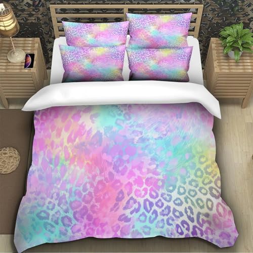 Parure de lit motif léopard en microfibre douce 135x200