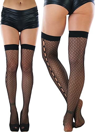 Image of ToBeInStyle Women's Fine Classic Fishnet Thigh High Stretch Nylon Novelty Stockings