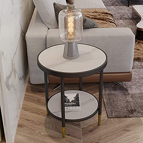 Table basse de salon blanc en marbre et canapé rond bipode avec rangement d'angle moderne - 6