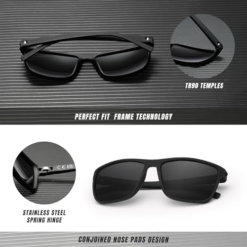 Ninesun Polarized Sunglasses Men Lightweight Classic Square Sun Glasses with UV Protection for Fishing Golf Driving3