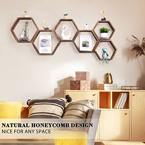Honeycomb Floating Shelves Set of 6, Hexagon Floating Shelves by NORCEESAN - Used condition - Image 2