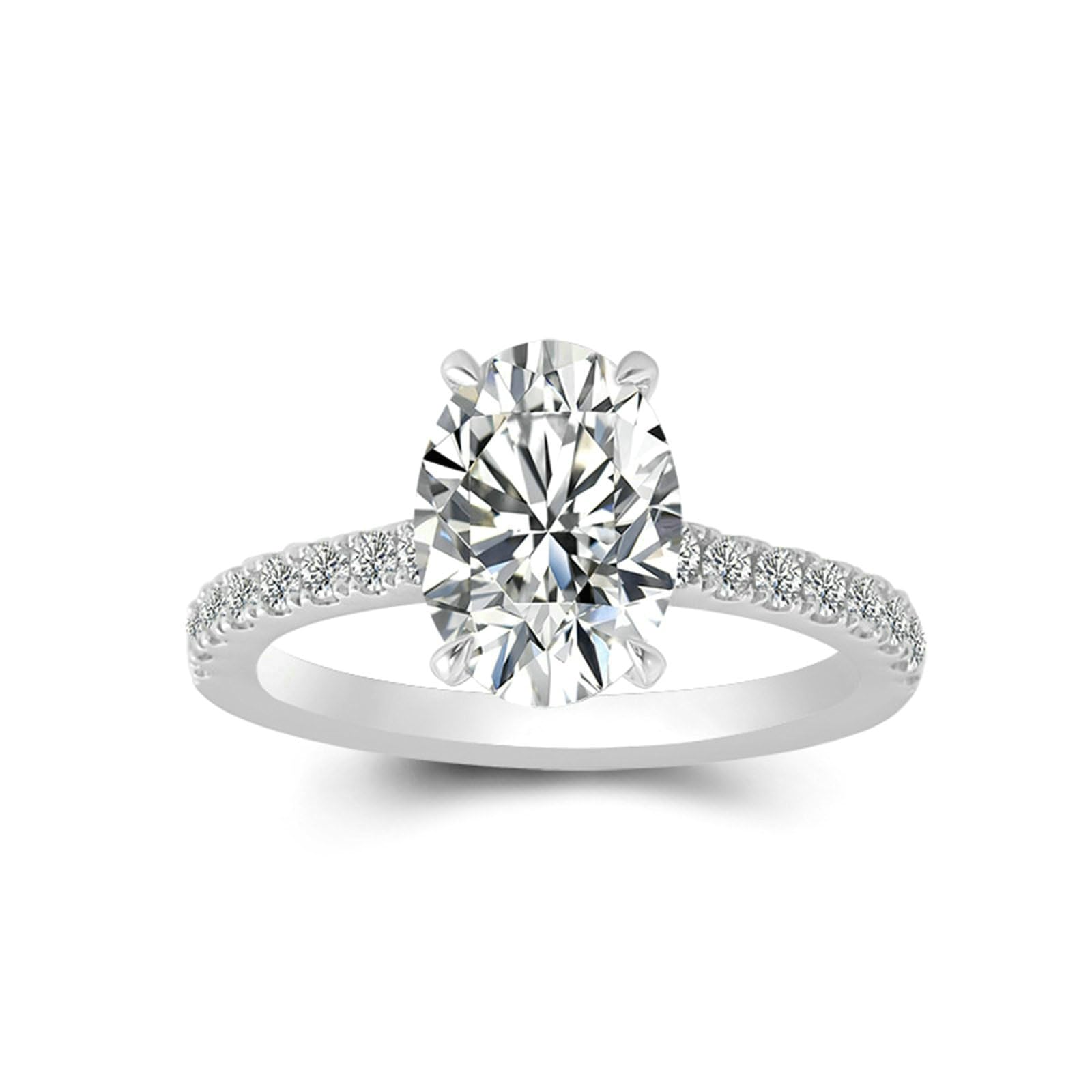 Anillo de boda de oro blanco de 18 quilates para mujer, 1/2/3 quilates, corte ovalado, blanco, moissanita, anillos de compromiso, anillo de compromiso para mujer