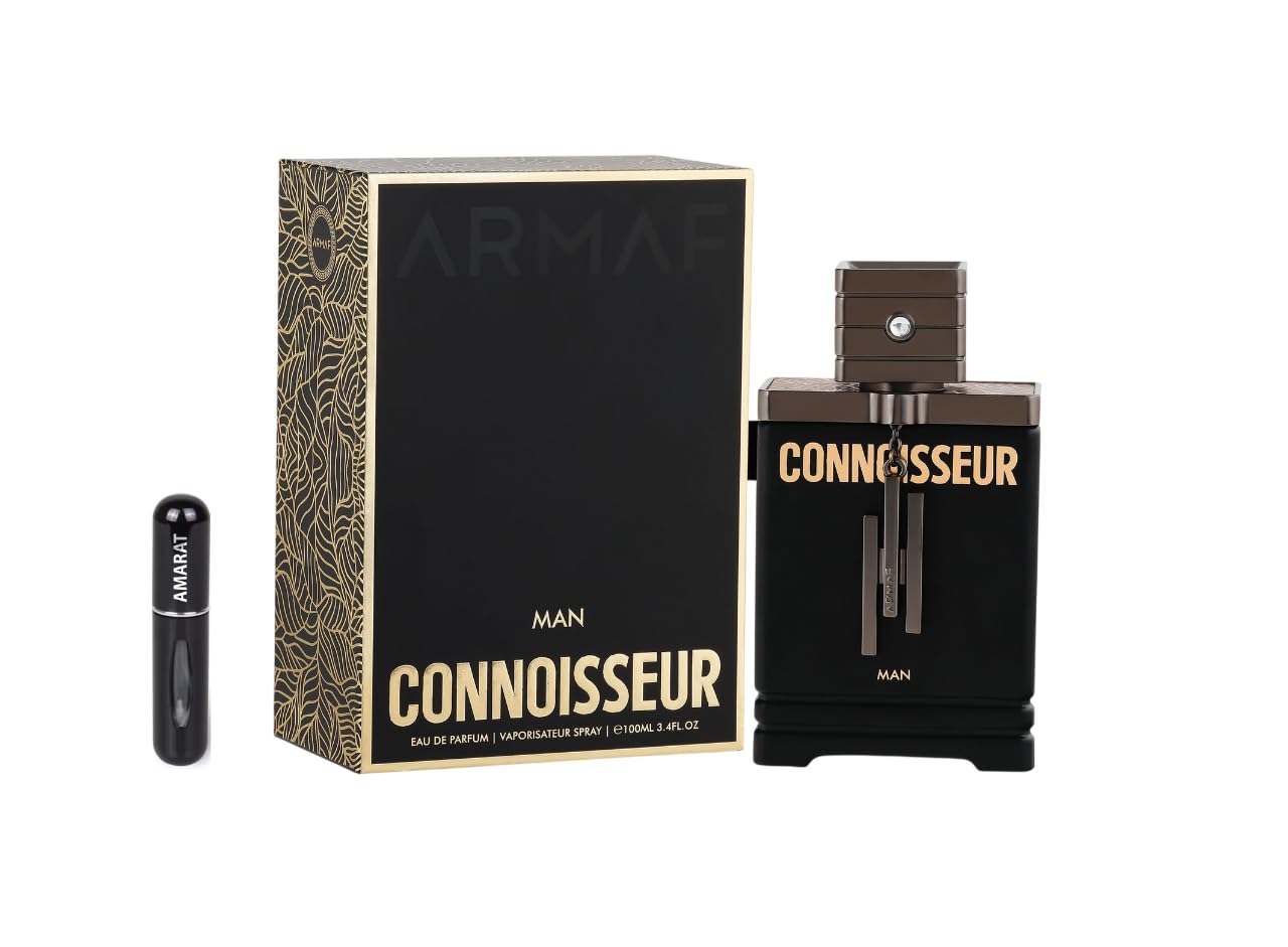 Armaf Connoisseur Man Eau de Parfum 100 ml, Perfume Árabe para Hombre de Larga Duración, Incluye Atomizador, Fragancia Elegante y Sofisticada con Notas Ámbar Florales, Aromáticas y Amaderadas (Man)