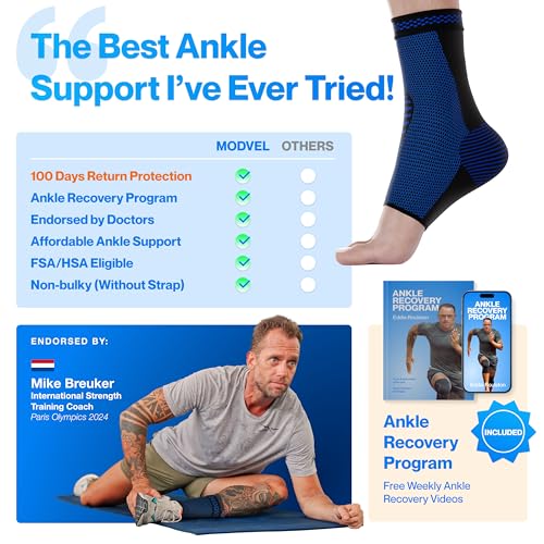 Image of Modvel Foot & Ankle Brace Socks for Sprained Ankle Compression Sleeve - Foot Support for Women & Men - Tendonitis & Arthritis Ankle Brace Sports Running, Torn Ligaments & Women Stabilizing Ankle Wrap