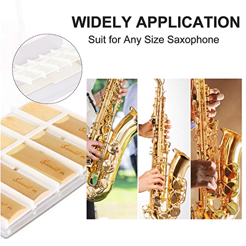 Image of 10 Pack Professional Alto Saxophone Reeds with Plastic Box, Strength 3.0 Alto Sax Reeds, Laser Engraved Marking & Thinner Reed Tip for Easy of Play, Traditional Reeds for Saxophone Alto