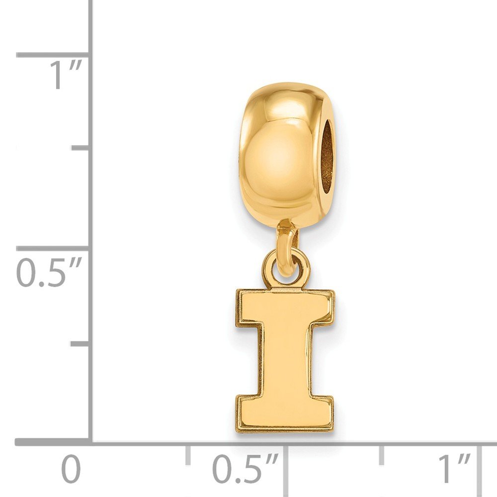 Illinois Bead Charm Extra Small (3/8 Inch) Dangle (Gold Plated)