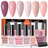 Major Dijit 6 colori di smalto neutro nudo Set di smalto per unghie rosa nudo per unghie di massa Manicure Nail Art Home Salon Paillettes di lunga durata Smalto per unghie (19-24)