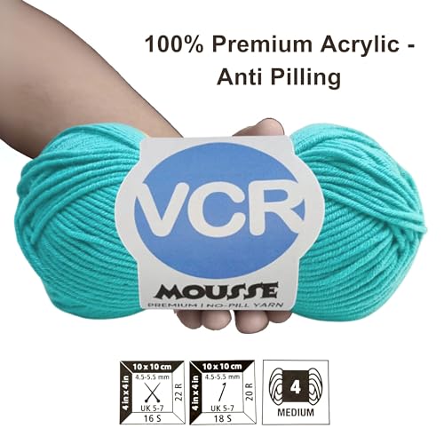 Image of VCR 4ply Sea Breeze Yarn, 100 Grams Hank, 190 Meters Length, Acrylic Ball for Crochet and Knitting, Soft Crosia Threads, Pack of 1 Yarn, Suitable for DIY Crafts