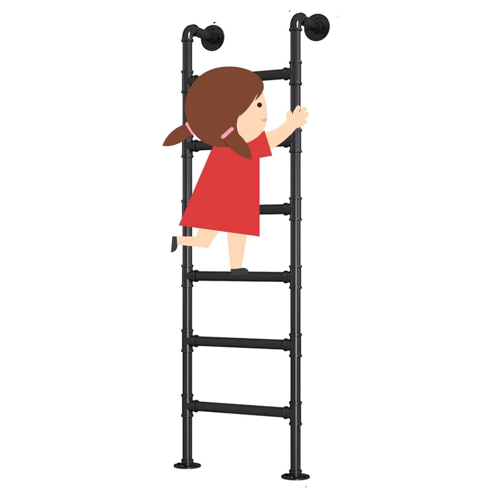 Escalera de hierro para litera, cama alta y loft con anclaje de pared para el hogar