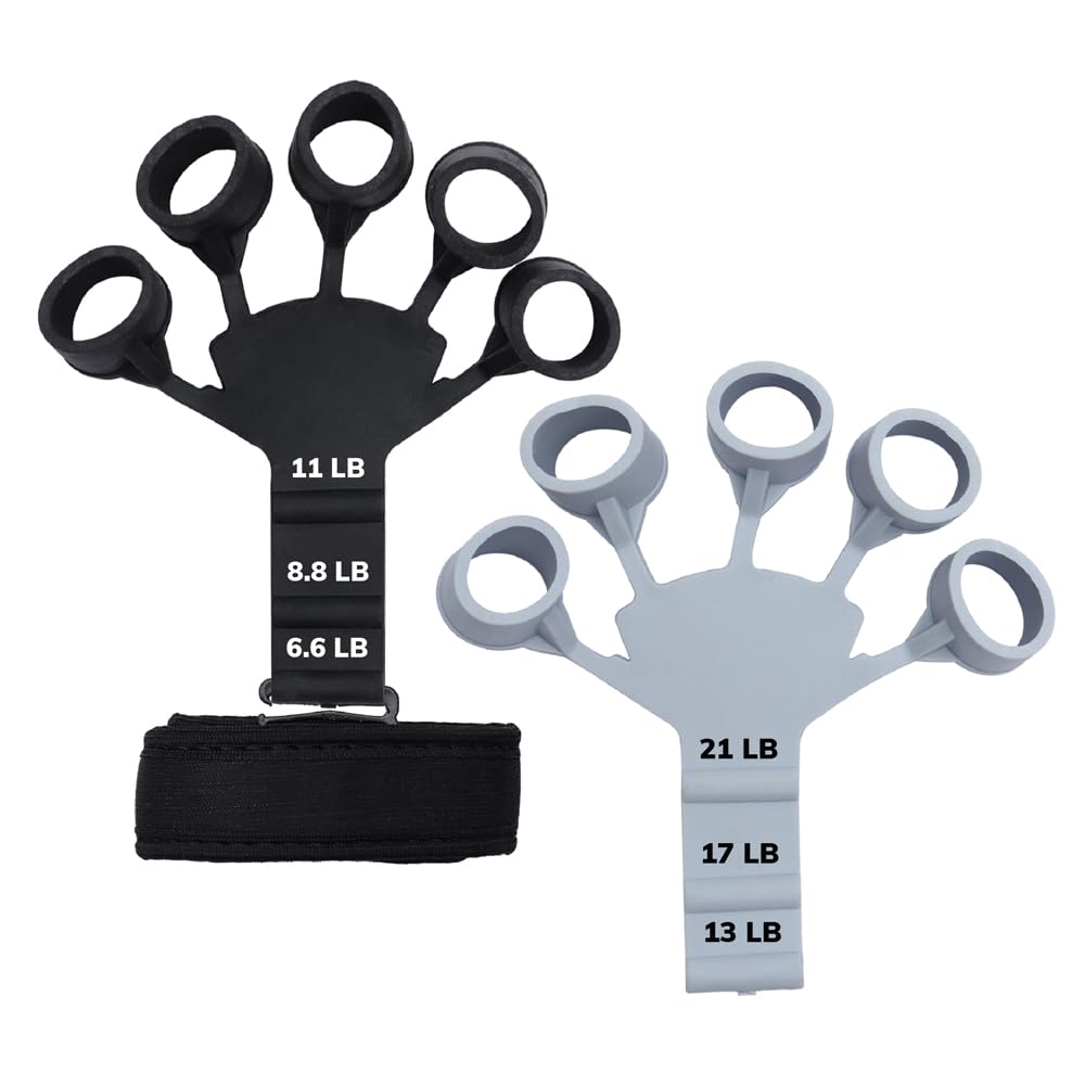 HEALTHANDYOGA Strength Training Arthritis Finger Exerciser - 6 Adjustable Levels - Exclusive Metal-Hook Gripster