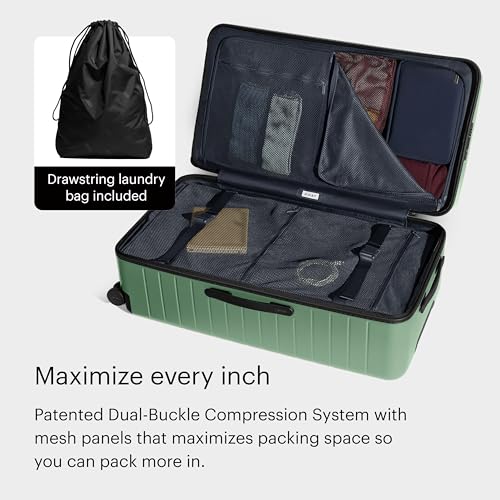 Image of Away Trunk Checked Luggage - 31-Inch Lightweight Hardside Suitcase with 360 WhisperGlide Spinner Wheels, Interior Compression System, TSA-Accepted Lock - Sea Green