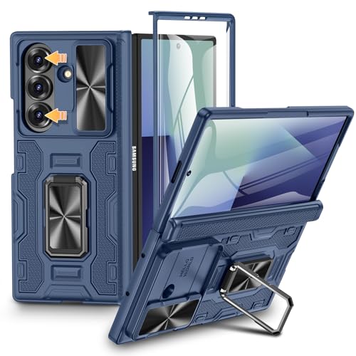 VEGO for Samsung Fold 7 Case with Hinge Protection& Slide Lens Cover,Blue - image 1