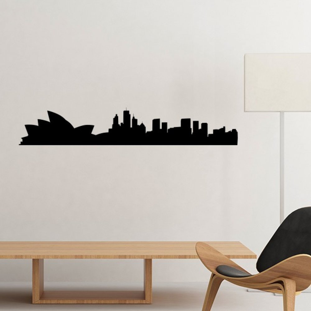 Sticker Mural Opéra de Sydney Australie Silhouette Ville Papier Peint Violet