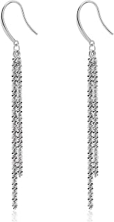 Meissa 925 Sterling Silver Dangle and Drop Earrings for Women Statement Long Dangle Earrings Hypoallergenic Elegant Handmade Earrings (Silver)