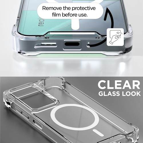 Image of Amazon Basics Back Cover for Realme P4 Lite 5G Mag-Safe Shockproof PC + TPU Protective Case Magnetic Support Bumper Case (Transparent Mag-Safe)