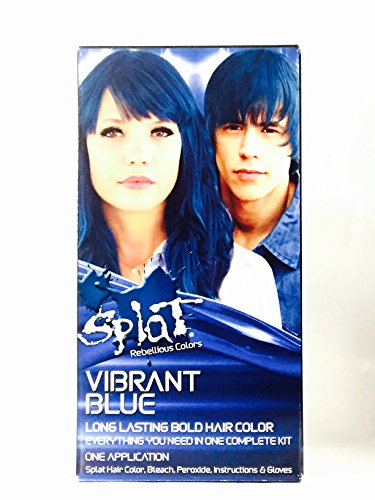 Splat Vibrant Blue Semi Permanent Hair Dye Kit with Bleach, 1 Application, Includes Blue Hair Dye, Oxide & Bleach Powder, Vegan & Cruelty Free Hair Color